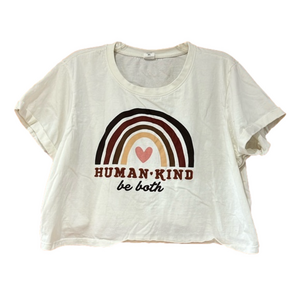 La Luna Human Kind Be Both Cropped Tee Shirt Extra Large
